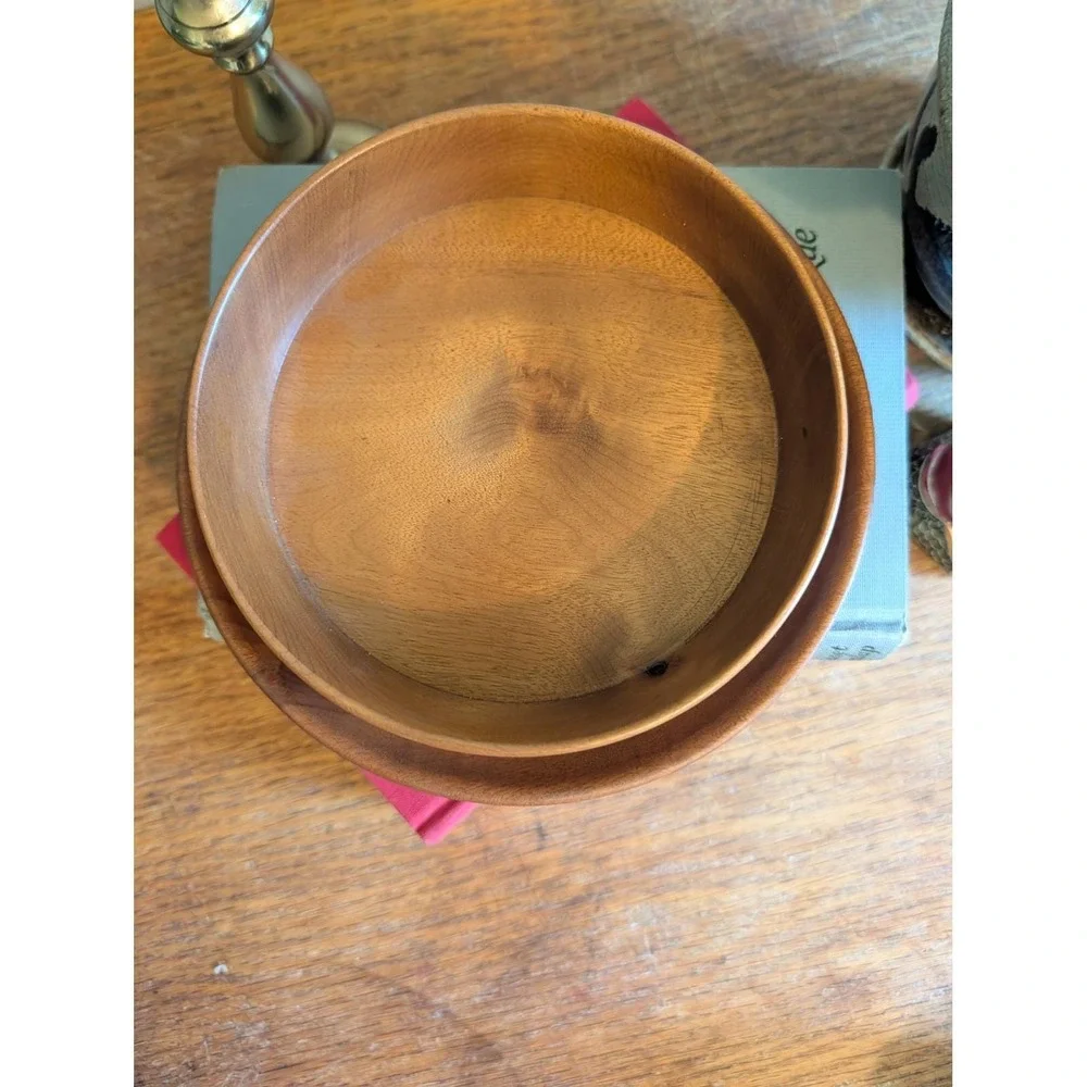 Vintage MCM Solid Myrtlewood Bowl and Plate Set DHB‎ Portland Oregon Natural